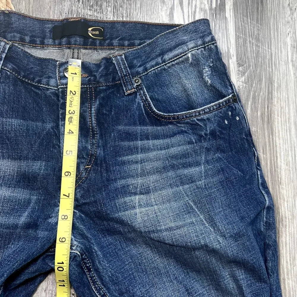 JUSTCAVALLI Mens Distressed Denim Jeans